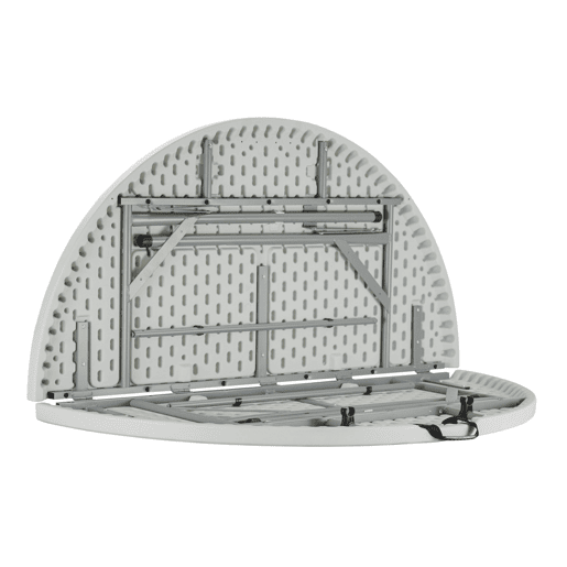 Pack 3 Mesas Dobráveis u200Bu200BPortáteis Resina Ø121cm Branco Efeito Granito 7house