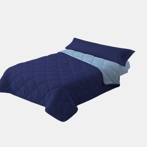 EdredĂ£o Enchimento 300gr Cama ReversĂvel Bicolor 150cm (240x220cm) Azul Azul Donegal Collections