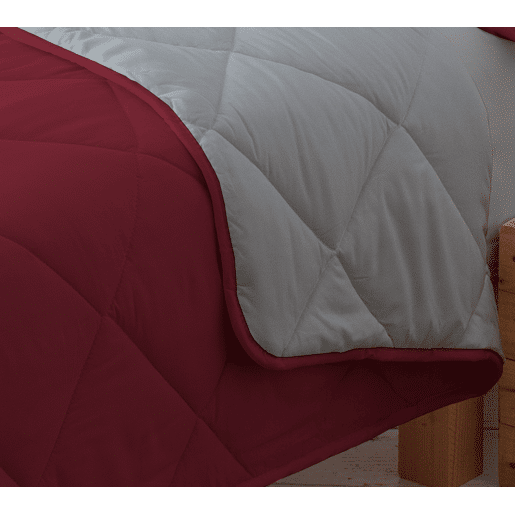 Edredão Enchimento 300gr Cama Reversível Bicolor 150cm (240x220cm) Granate  Cinza Donegal Collections