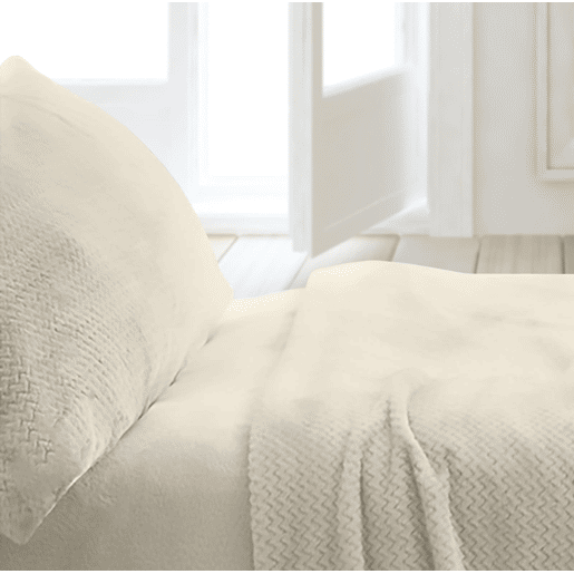 Conjunto de lençóis de inverno Coralina bege liso cama 135cm Donegal Collections