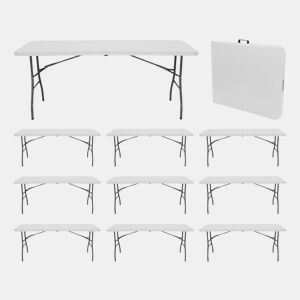 MegaPack 10 Mesas Dobráveis u200Bu200BPortáteis Resina 240cm Branca 7house