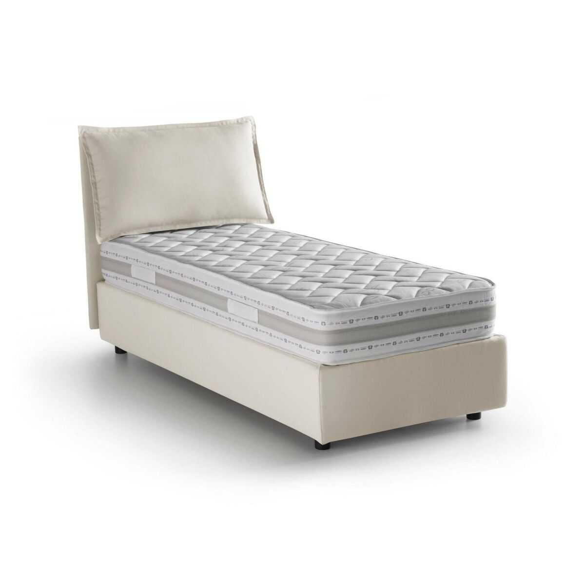 Cama de solteiro de tecido 95x205 Beige