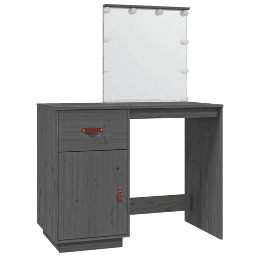vidaXL Toucador com LEDs 95x50x133,5 cm pinho maciço cinza vidaXL Toucador com LEDs 95x50x133,5 cm pinho maciço cinza