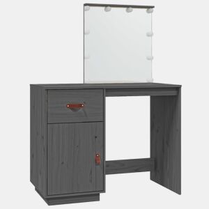 vidaXL Toucador com LEDs 95x50x133,5 cm pinho maciço cinza