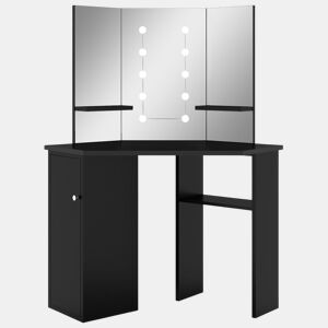 vidaXL Toucador de canto com LED 111x54x141,5 cm preto