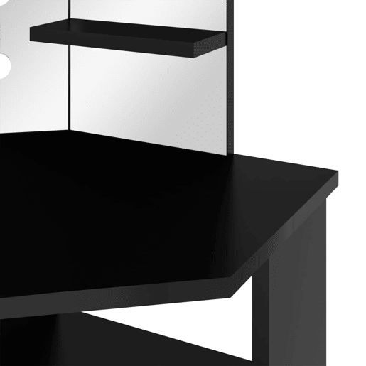 vidaXL Toucador de canto com LED 111x54x141,5 cm preto