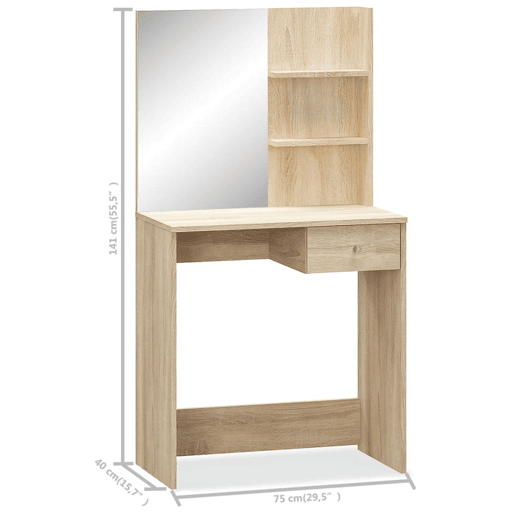 vidaXL Toucador em aglomerado 75x40x141 cm carvalho vidaXL Toucador em aglomerado 75x40x141 cm carvalho