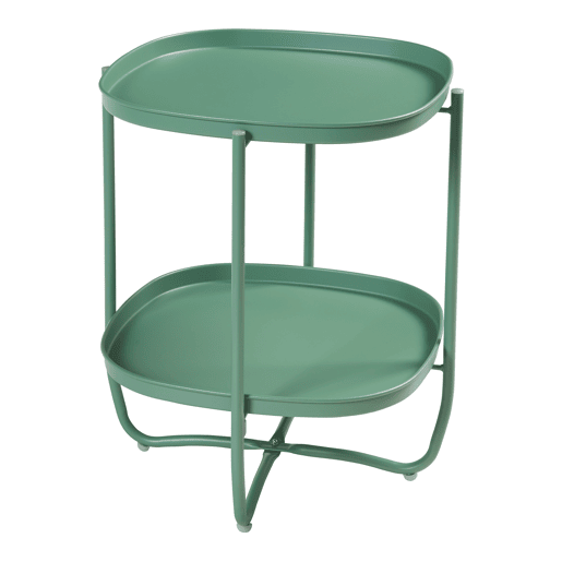 Mesa de jardim Sandefjord com 2 tabuleiros em aço 57,5x46x46cm - Verde en.casa