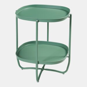 Mesa de jardim Sandefjord com 2 tabuleiros em aço 57,5x46x46cm - Verde en.casa
