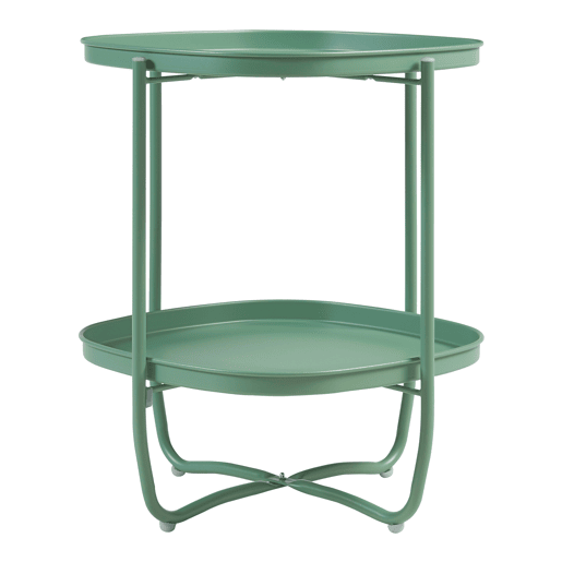 Mesa de jardim Sandefjord com 2 tabuleiros em aço 57,5x46x46cm - Verde en.casa