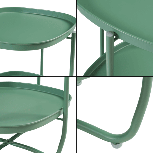 Mesa de jardim Sandefjord com 2 tabuleiros em aço 57,5x46x46cm - Verde en.casa