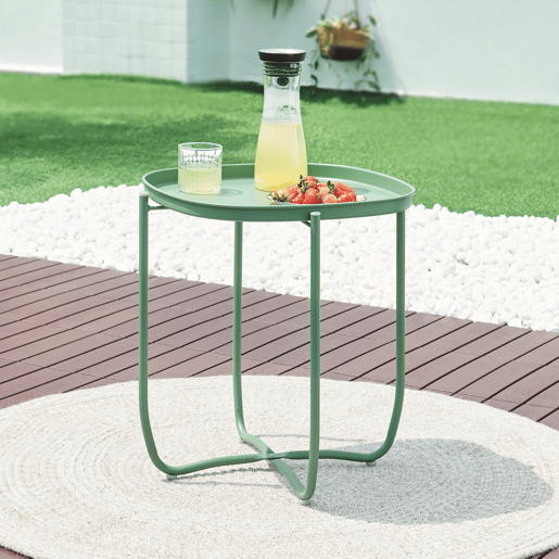 Mesa de jardim Sandefjord aço 53x46x46cm - Verde en.casa