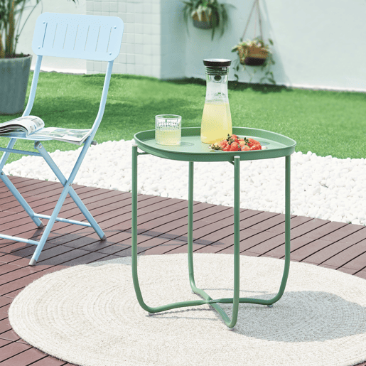 Mesa de jardim Sandefjord aço 53x46x46cm - Verde en.casa