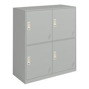 Cacifo metálico Rautavaara 4 portas com fechadura de aço 100x90x40cm - Cinzento pálido en.casa