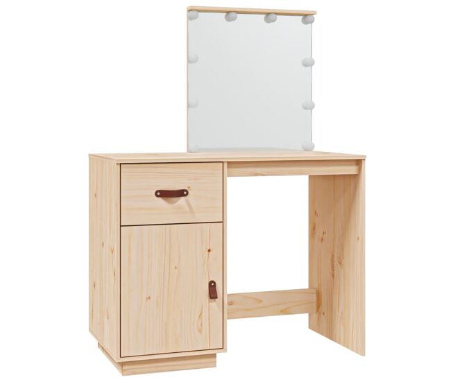 Vidaxl mesa tocador con led madera maciza de pino 95x50x133,5 cm