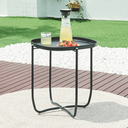 Mesa de jardim Sandefjord em aço 53x46x46cm - Preto en.casa