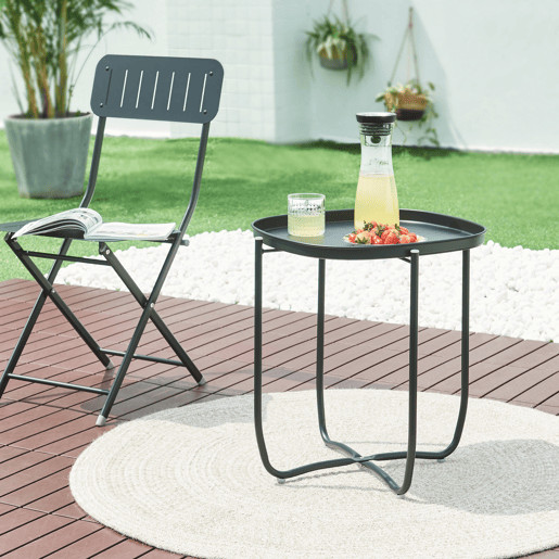 Mesa de jardim Sandefjord em aço 53x46x46cm - Preto en.casa