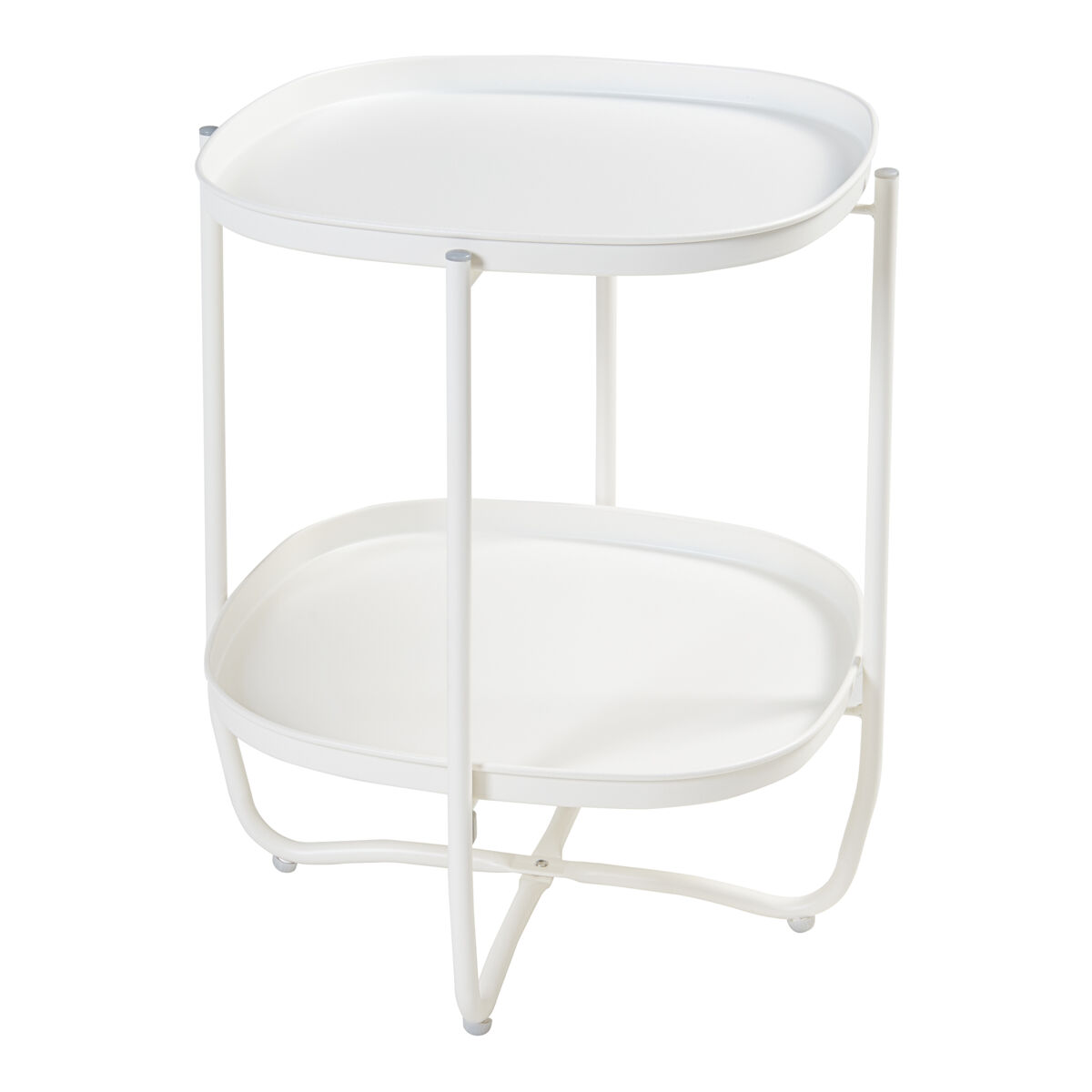 Mesita de jardín sandefjord con 2 bandejas acero 57,5x46x46cm - blanco [en.casa]