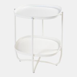 Mesa de jardim Sandefjord com 2 tabuleiros em aço 57,5x46x46cm - Branco en.casa