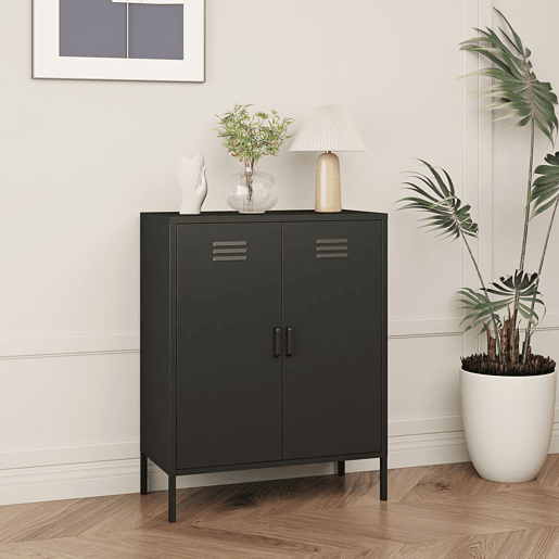 Armário de arquivo Pyhäranta em aço 101.5x80x40cm - Preto mate en.casa