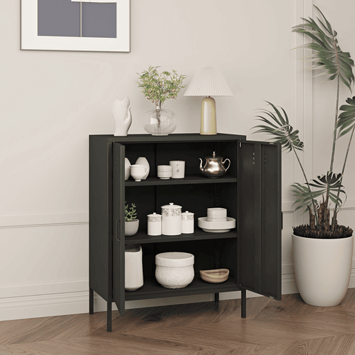 Armário de arquivo Pyhäranta em aço 101.5x80x40cm - Preto mate en.casa
