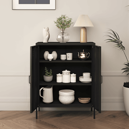 Armário de arquivo Pyhäranta em aço 101.5x80x40cm - Preto mate en.casa