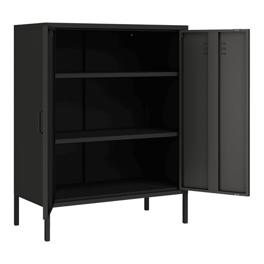 Armário de arquivo Pyhäranta em aço 101.5x80x40cm - Preto mate en.casa