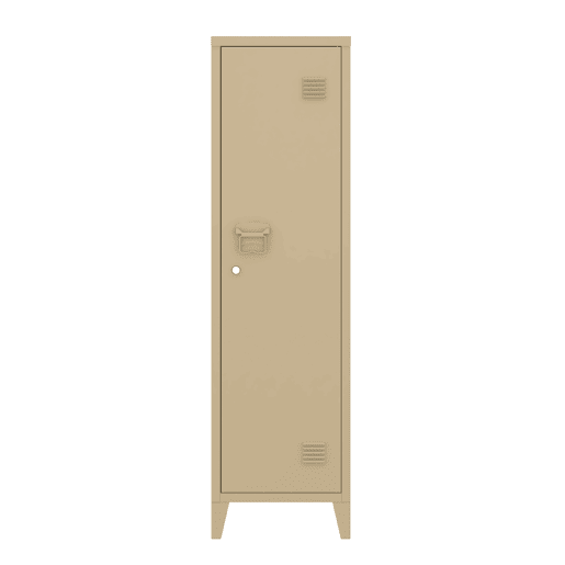 Cacifo metálico Kurikka com 3 compartimentos em aço 137x38x38 cm - Cor camel en.casa