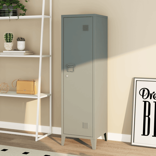 Cacifo metálico Kurikka com 3 compartimentos em aço 137x38x38 cm - Cinzento escuro en.casa
