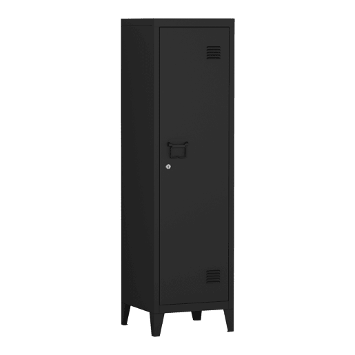 Cacifo metálico Kurikka com 3 compartimentos em aço 137x38x38 cm - Preto en.casa