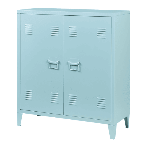 Armário de escritório Oripää com prateleira de aço regulável 90x80x33cm - Azul acinzentado en.casa
