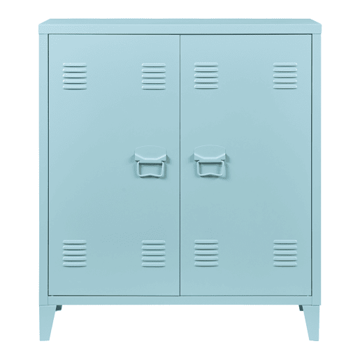 Armário de escritório Oripää com prateleira de aço regulável 90x80x33cm - Azul acinzentado en.casa