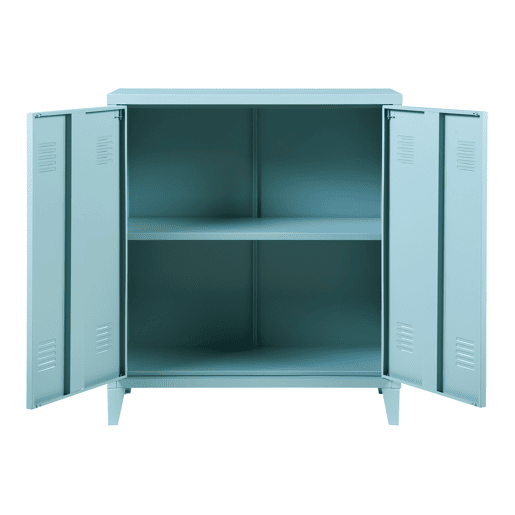 Armário de escritório Oripää com prateleira de aço regulável 90x80x33cm - Azul acinzentado en.casa