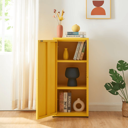 Armário de escritório Burlöv aço 88x40x35 cm - Amarelo en.casa