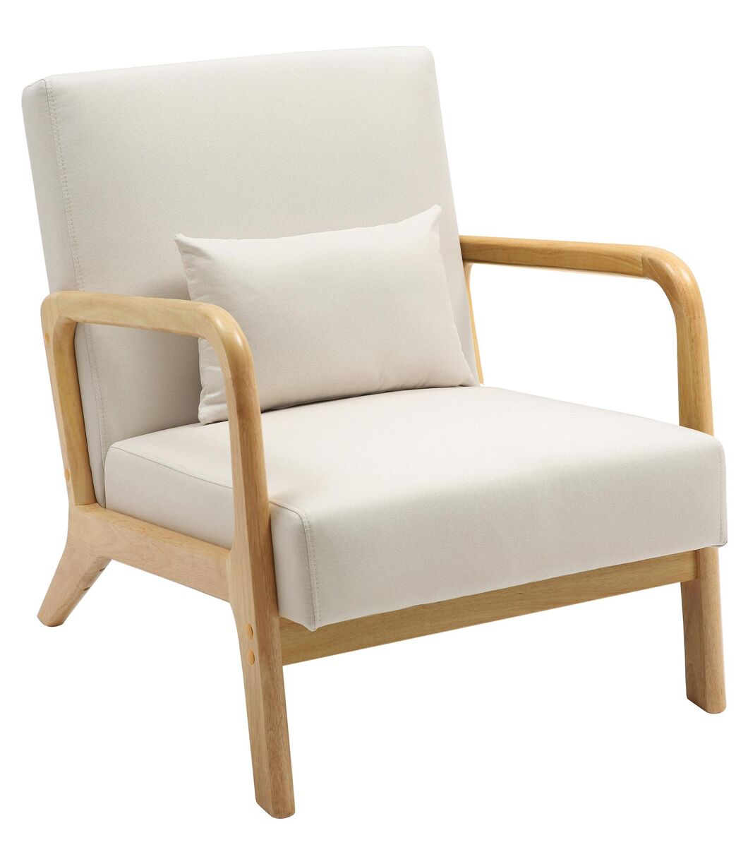 Sillón hibbing con tapizado de tela madera crema 80x64x74 cm