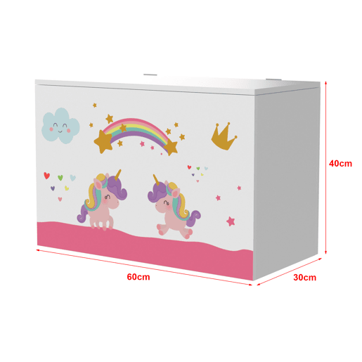 Caixa de brinquedos para crianças Oleiros motivo unicórnio aglomerado 40 x 60 x 30 cm multicolorido en.casa