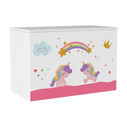 Caixa de brinquedos para crianças Oleiros motivo unicórnio aglomerado 40 x 60 x 30 cm multicolorido en.casa