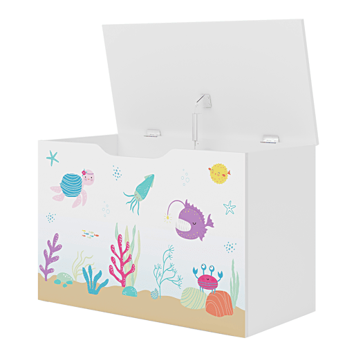 Caixa de brinquedos para crianças Oleiros motivo marinha aglomerado 40x60x30 cm Branco en.casa .