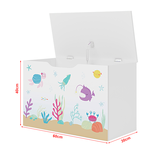 Caixa de brinquedos para crianças Oleiros motivo marinha aglomerado 40x60x30 cm Branco en.casa .