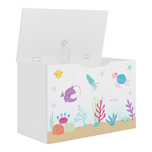 Caixa de brinquedos para crianças Oleiros motivo marinha aglomerado 40x60x30 cm Branco en.casa .