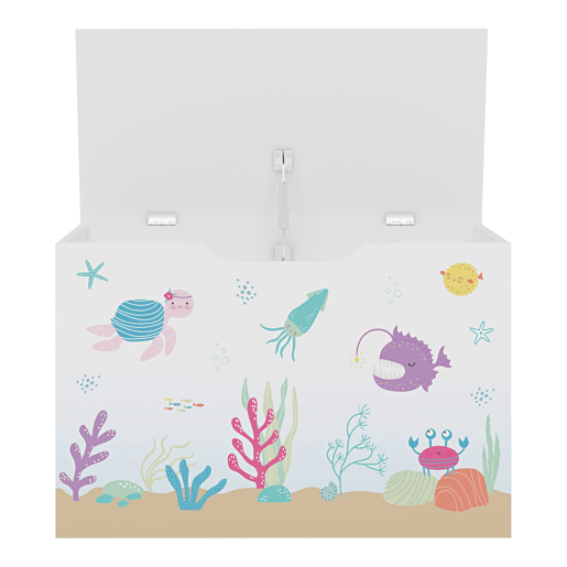 Caixa de brinquedos para crianças Oleiros motivo marinha aglomerado 40x60x30 cm Branco en.casa .