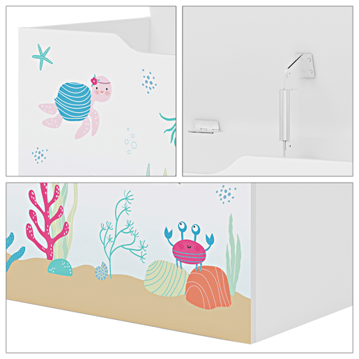 Caixa de brinquedos para crianças Oleiros motivo marinha aglomerado 40x60x30 cm Branco en.casa .