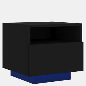 vidaXL Mesa de cabeceira com luzes LED 40x39x37 cm preto