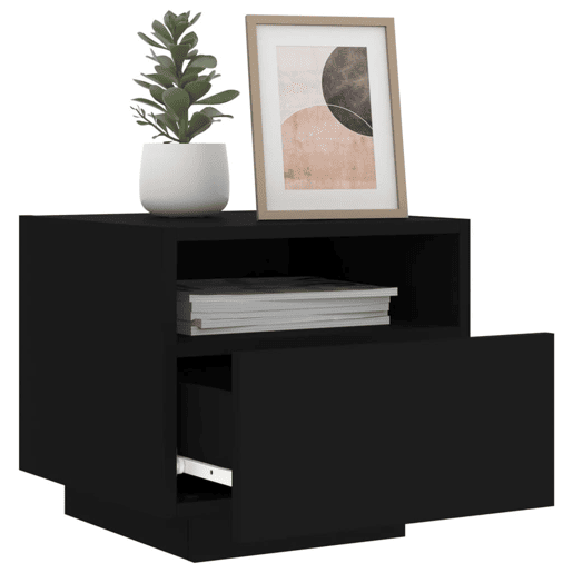 vidaXL Mesa de cabeceira com luzes LED 40x39x37 cm preto