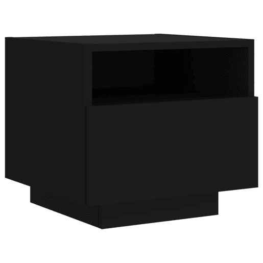 vidaXL Mesa de cabeceira com luzes LED 40x39x37 cm preto