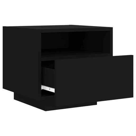 vidaXL Mesa de cabeceira com luzes LED 40x39x37 cm preto
