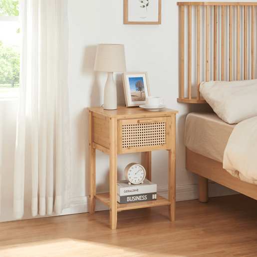Mesa de cabeceira Leirfjord 60x40x35cm bambu - Natural en.casa Mesa de cabeceira Leirfjord 60x40x35cm bambu - Natural en.casa