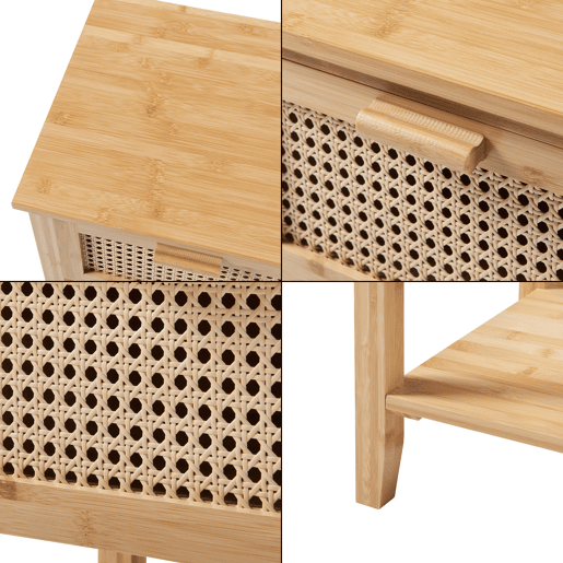 Mesa de cabeceira Leirfjord 60x40x35cm bambu - Natural en.casa Mesa de cabeceira Leirfjord 60x40x35cm bambu - Natural en.casa