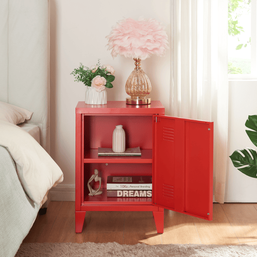 Mesa de cabeceira Inari em aço - Vermelha en.casa
