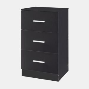 Mesa de cabeceira Aurdal com 3 gavetas em aglomerado 66x37x34.5cm - Preto alto brilho en.casa